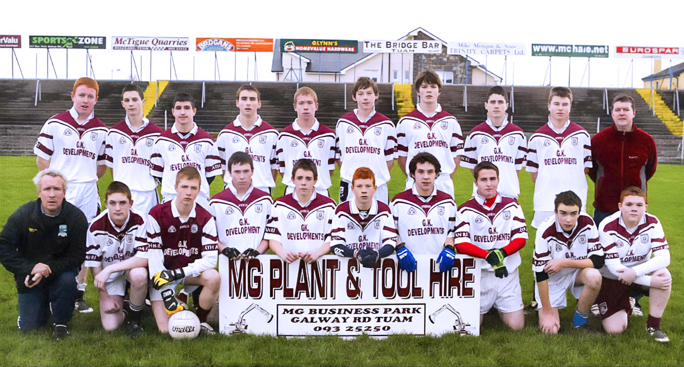 The Athenry team which defeated Dunmore McHales in the U-16 Division 2 Football Shield Final. Back Row(left to right). Mark Hannon, Kevin Madden, Colin Whyte, Conor Burke, Jack Gibbons, Thomas Flynn, Gary O'Brien, Dara Glynn, James Divilly, Thomas Flynn(Selector). Front. Mike Gibbons(Manager), Daniel Conman, William Dooley, Owen Donnellan, Ciarain Cleary, Keith Loughnane, Conor Caulfield, Conor Fanning, Kevin Maroney, Noel Grealish.